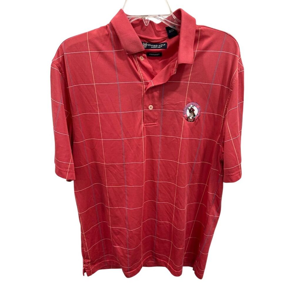 Oxford‎ Golf Men's M Red Pink Polo Shirt Pinehurst 1907 Embroidery Golf Casual